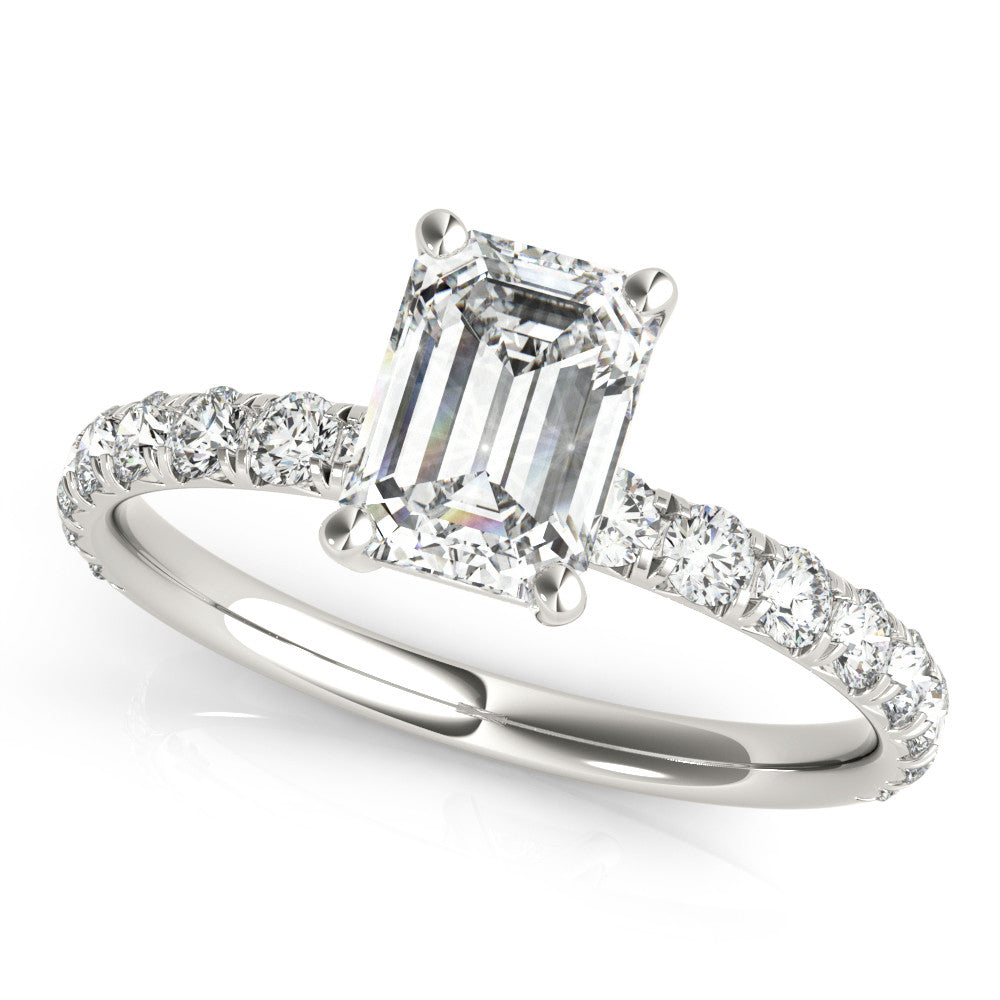 Silver Radiant Cut Diamond Pavé Band with Four-Prong Setting 2
