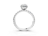 Silver Radiant Cut Diamond Pavé Solitaire Ring with Round Band and Prong Setting_15