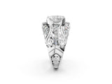 Silver Radiant Cut Diamond Pave Art Deco Split Shank Ring with Four-Prong Setting_15