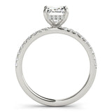 Platinum 2.50 Carat E VS1 Emerald Cut Diamond Pave Band Solitaire Ring with Four-Prong Setting
