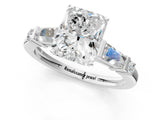 Silver Radiant Cut Diamond Ring with Baguette Side Stones, Channel Set Band, and Four-Prong Setting_14