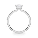 10K White Gold 2.03 Carat F VVS2 Oval Cut Diamond Ring with Pavé Band and Four-Prong Setting