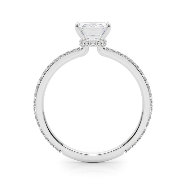 10K White Gold 2.03 Carat F VVS2 Oval Cut Diamond Ring with Pavé Band and Four-Prong Setting