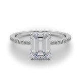 10K White Gold 2.03 Carat F VVS2 Oval Cut Diamond Ring with Pavé Band and Four-Prong Setting