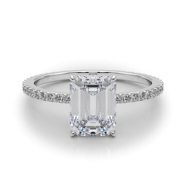 10K White Gold 2.03 Carat F VVS2 Oval Cut Diamond Ring with Pavé Band and Four-Prong Setting
