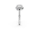 Silver Radiant Cut Diamond Scalloped Halo Engagement Ring with Round Shared Prong Band_14