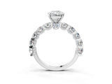 Silver Radiant Cut Diamond Side Stone Engagement Ring with Four-Prong Setting_3