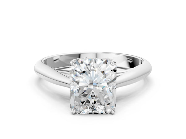 Sterling Silver Radiant Cut Solitaire Cathedral Engagement Ring Setting with Arched Shoulders