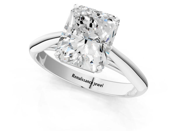 Sterling Silver Radiant Cut Solitaire Cathedral Engagement Ring Setting with Arched Shoulders
