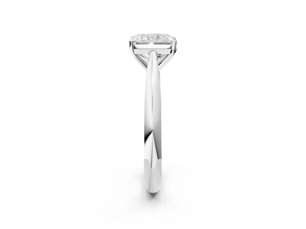 Sterling Silver Radiant Cut Solitaire Cathedral Engagement Ring Setting with Arched Shoulders