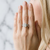 Silver Radiant Cut Diamond Solitaire Ring with Engraved Band and Four-Prong Setting_79