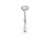 Silver Radiant Cut Diamond Solitaire Ring with Pavé Band and Prong Setting_30