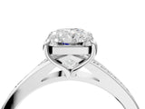 Silver Radiant Cut Diamond Solitaire Ring with Pavé Band and Prong Setting_32