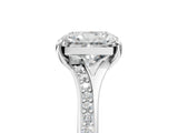 Silver Radiant Cut Diamond Solitaire Ring with Pavé Band and Prong Setting_33