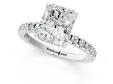 Silver Radiant Cut Diamond Solitaire Ring with Round  Pavé Band and Four-Prong Setting_53