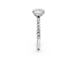 Silver Radiant Cut Diamond Solitaire Ring with Round  Pavé Band and Four-Prong Setting_54
