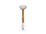 Silver Radiant Cut Diamond Solitaire Ring with Round with Citrine side stone Pavé Band and Four-Prong Setting_14