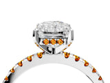 Silver Radiant Cut Diamond Solitaire Ring with Round with Citrine side stone Pavé Band and Four-Prong Setting_16