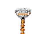 Silver Radiant Cut Diamond Solitaire Ring with Round with Citrine side stone Pavé Band and Four-Prong Setting_17