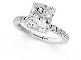 Silver Radiant Cut Diamond Solitaire Ring with Round with Moissanite side stone Pavé Band and Four-Prong Setting_13