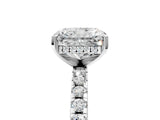 Silver Radiant Cut Diamond Solitaire Ring with Round with Moissanite side stone Pavé Band and Four-Prong Setting_17