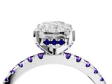 Silver Radiant Cut Diamond Solitaire Ring with Round with Tanzanite side stone Pavé Band and Four-Prong Setting_16