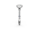 Silver Radiant Cut Diamond Solitaire with Pave Band and Four-Prong Setting 2