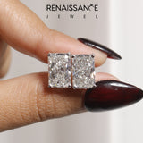 Silver 0.56 Carat E-F VVS-VS Radiant Diamond Stud Earrings