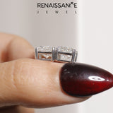 Silver 0.56 Carat E-F VVS-VS Radiant Diamond Stud Earrings
