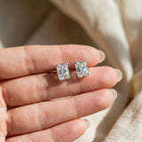 Silver 0.57 Carat F-G VS-SI Radiant Diamond Stud Earrings