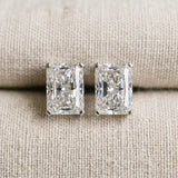 Silver 0.56 Carat E-F VVS-VS Radiant Diamond Stud Earrings