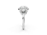 Silver Radiant Cut Diamond Three-Stone Halo Ring with Prong Setting and Pavé Accents_15