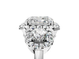Silver Radiant Cut Diamond Three-Stone Halo Ring with Prong Setting and Pavé Accents_18
