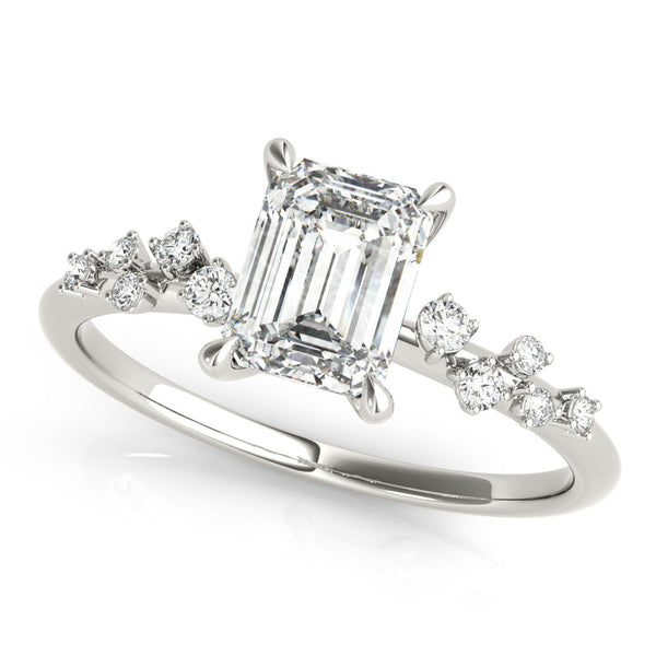 Platinum 1.57 Carat D VVS1 Emerald Cut Diamond Vine Band with Four-Prong Setting