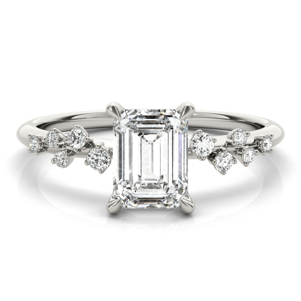 Silver Radiant Cut Diamond Vine Band with Four-Prong Setting