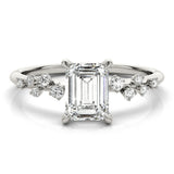 Platinum 1.57 Carat D VVS1 Emerald Cut Diamond Vine Band with Four-Prong Setting