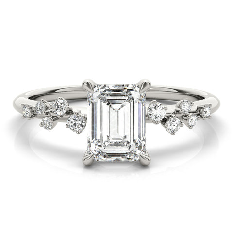 Silver Radiant Cut Diamond Vine Band with Four-Prong Setting