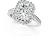 Silver Radiant Cut Halo Bezel Diamond Pave Band Ring_14