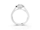 Silver Radiant Cut Halo Bezel Diamond Pave Band Ring_16