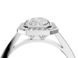 Silver Radiant Cut Halo Bezel Diamond Pave Band Ring_17