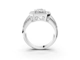Silver Radiant Cut Halo Diamond Engagement Ring with Pave Split Shank and Four-Prong Setting_10