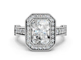 Silver Radiant Cut Halo Diamond Split Shank Pave Ring_13
