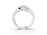 Silver Radiant Cut Halo Diamond Split Shank Ring with Prong Setting_34
