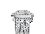 Silver Radiant Cut Halo Diamond Split Shank Ring with Prong Setting_36