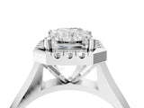 Silver Radiant Cut Halo Solitaire Engagement Ring with Square Band and Four-Prong Setting_16