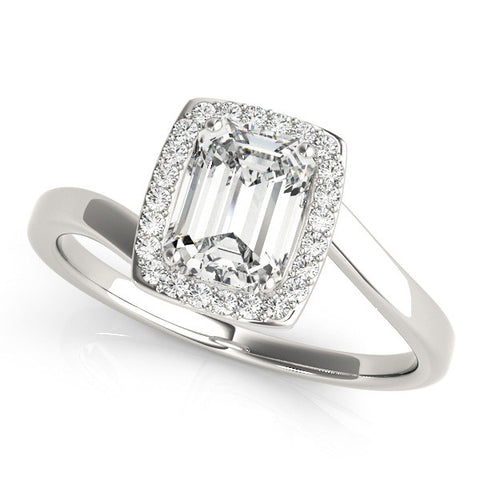 Silver Radiant Cut Halo Solitaire Ring with Channel Band and Four-Prong Setting 1