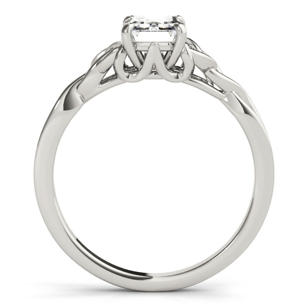 Silver Radiant Cut Solitaire Celtic Knot Ring with Four-Prong Setting 1