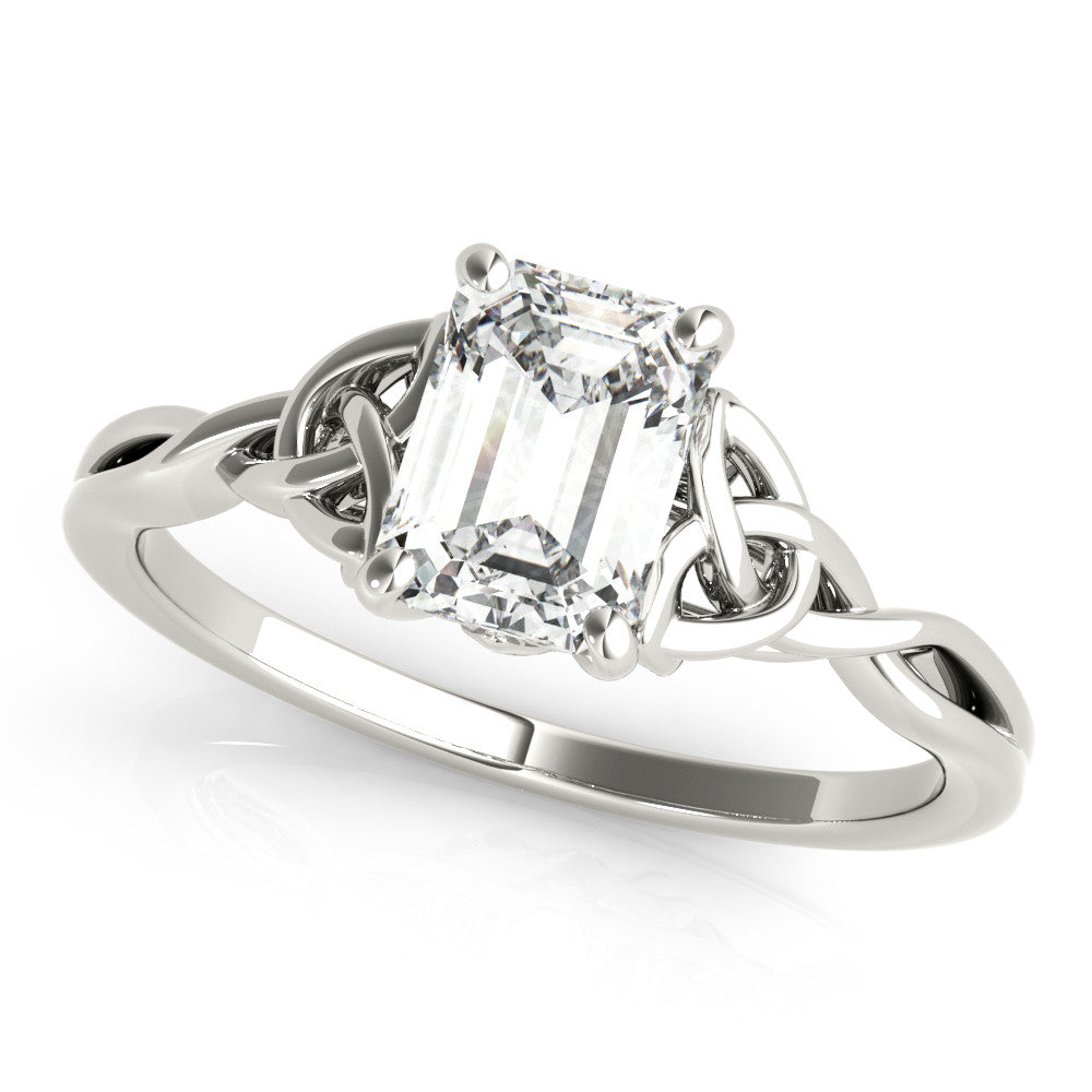 Silver Radiant Cut Solitaire Celtic Knot Ring with Four-Prong Setting 2