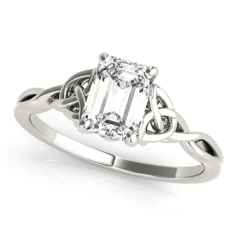 Silver Radiant Cut Solitaire Celtic Knot Ring with Four-Prong Setting 2