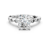 Silver Radiant Cut Solitaire Diamond Ring with Infinity Twist Band and Four-Prong Setting_25